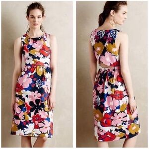 Anthropologie Whit Two Petalprint Cross-Back Dress Multi Tiki Floral Size 6